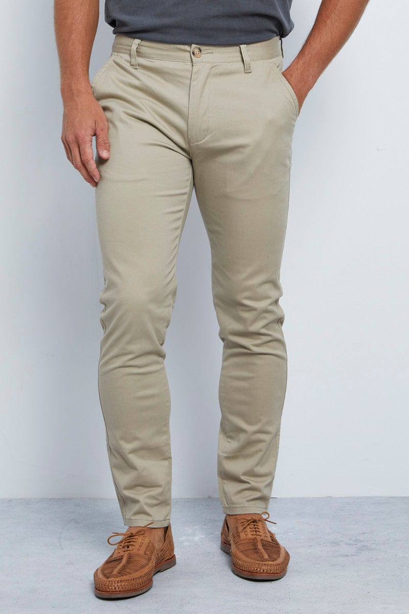 CHINOS Camel Chino Pant Slim Fit Cotton Stretch for Women by Ally