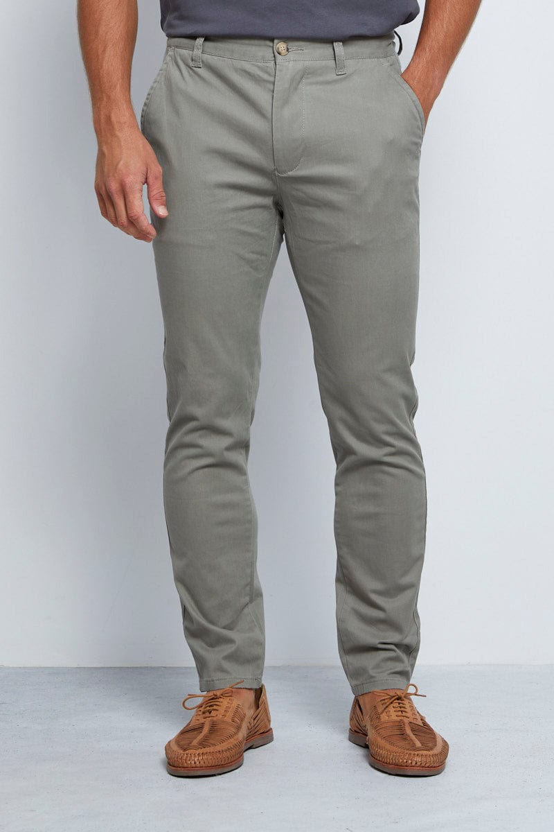 CHINOS Grey Chino Pant Slim Fit Cotton Stretch for Women by Ally