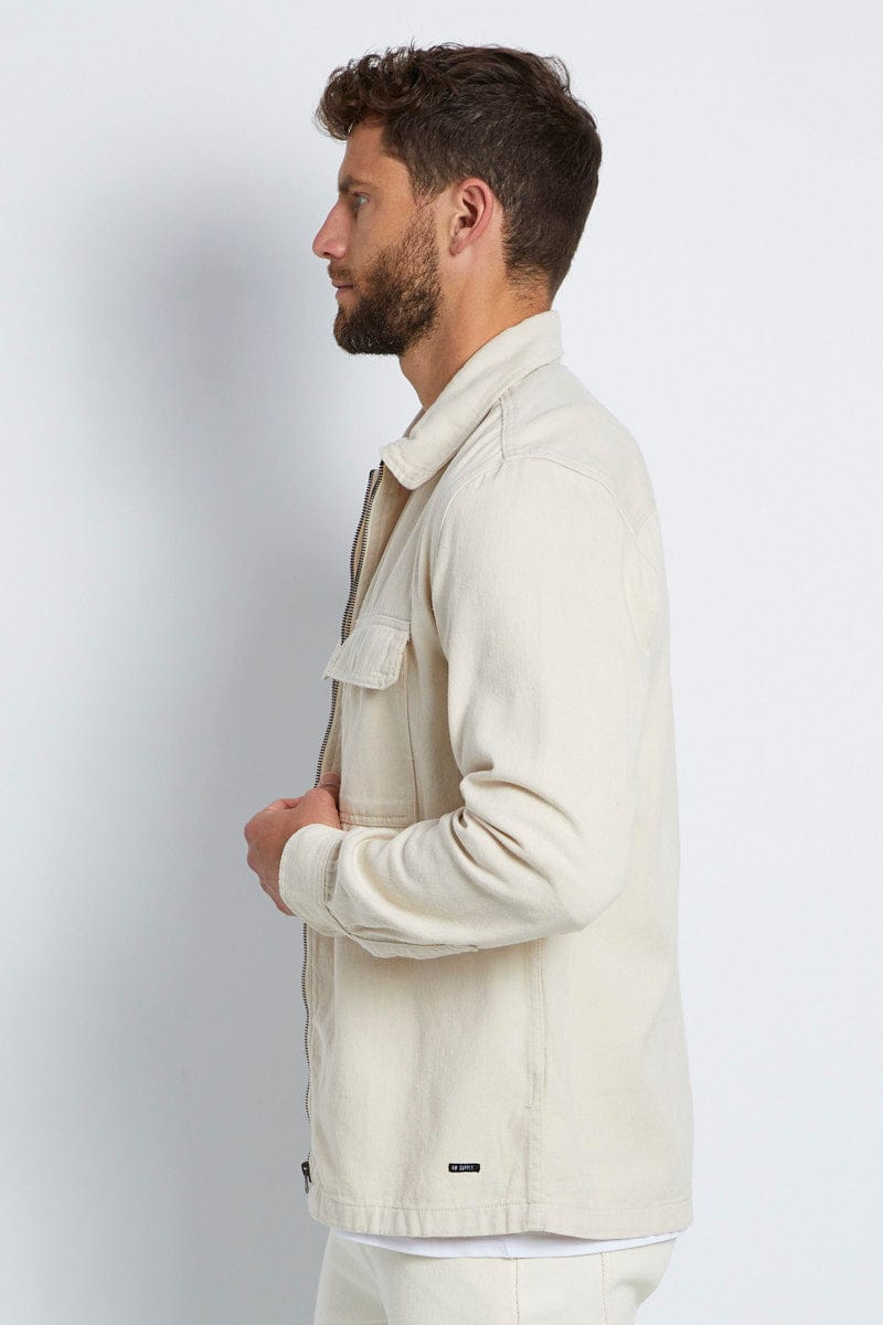 Men's short zip cotton hotsell twill jacket