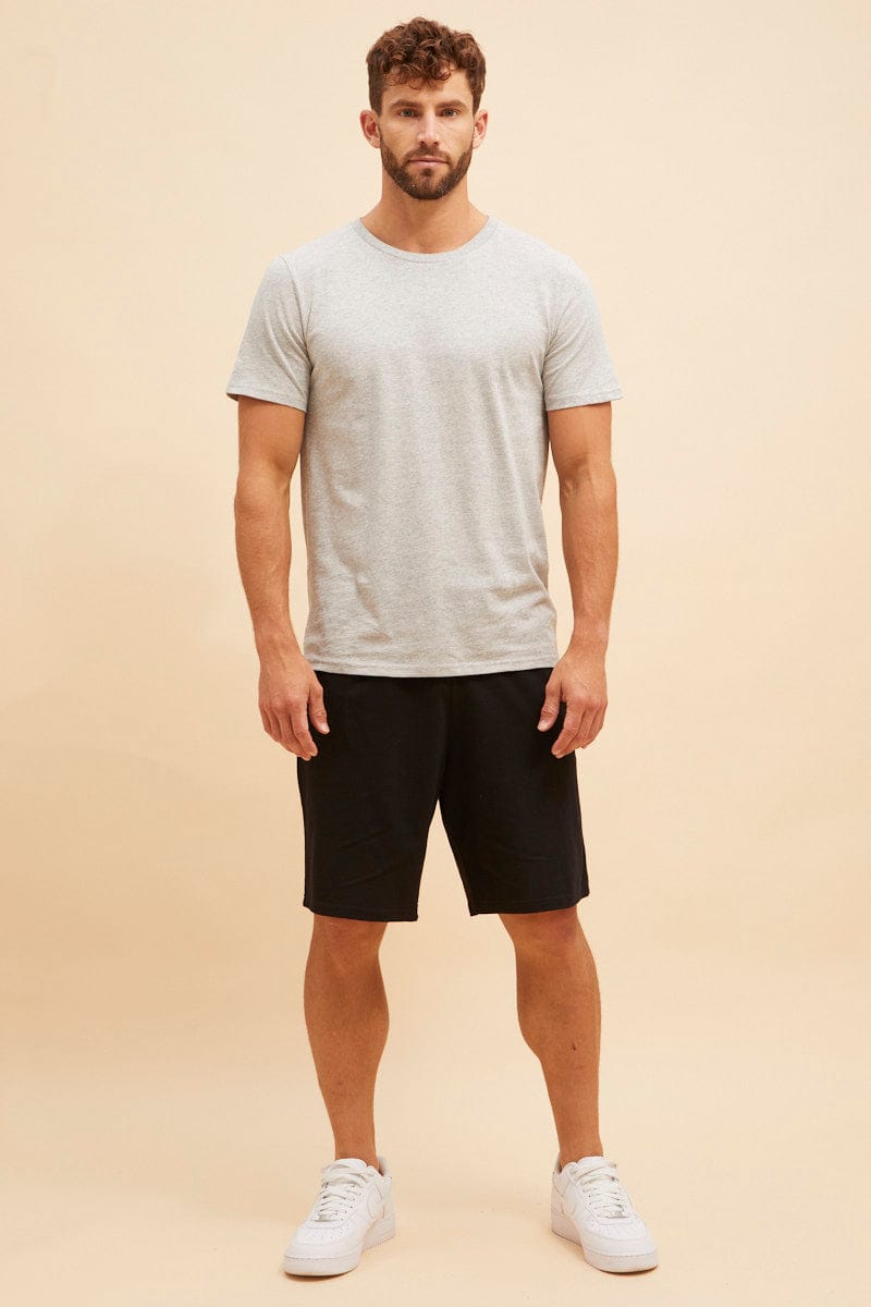 Black Lounge Shorts Cotton Jersey Relaxed Drawstring