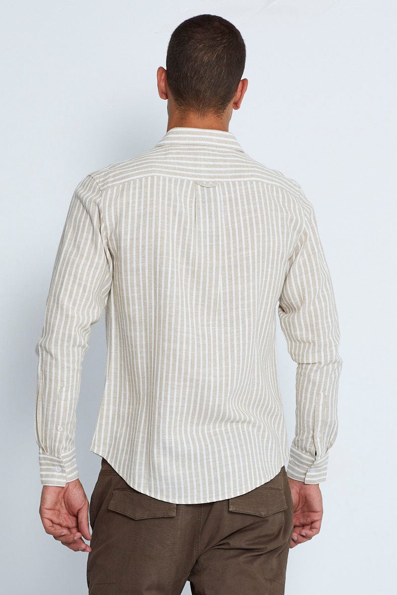 LONG SLEEVE Stripe Cotton Shirt Long Sleeve Regular Collar Button Up for Women by Ally