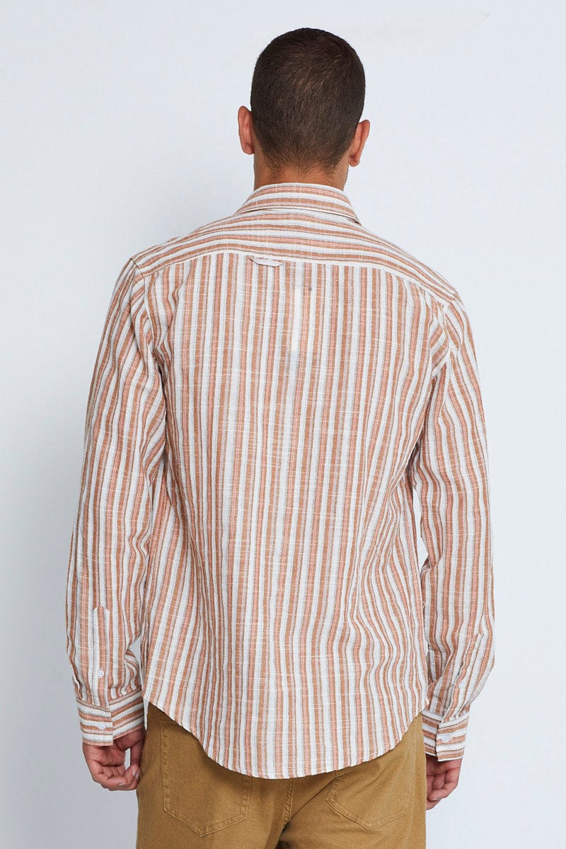 LONG SLEEVE Stripe Linen Shirt Long Sleeve Yarn Dyed Button Down for Women by Ally