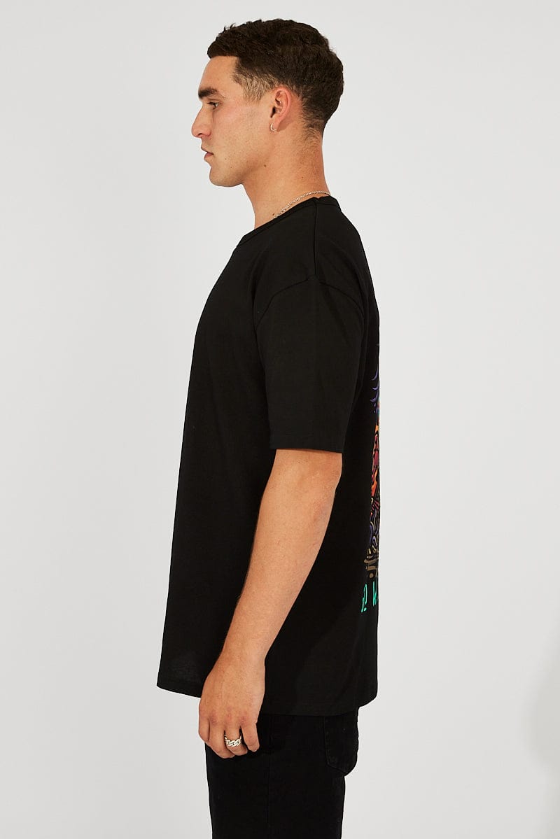 Black Graphic Tee Skeleton Surf Beach Slogan T-shirt for AM Supply