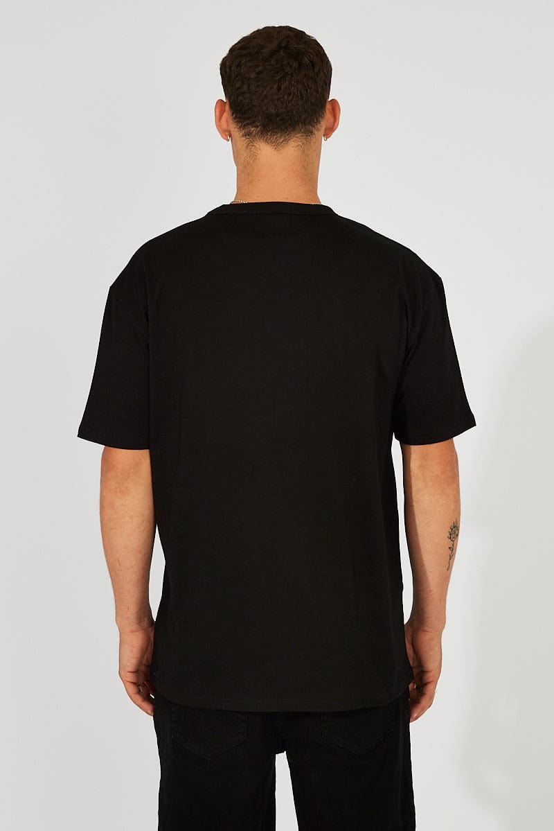Black Graphic Tee NYC Embroidered Slogan T-Shirt for AM Supply
