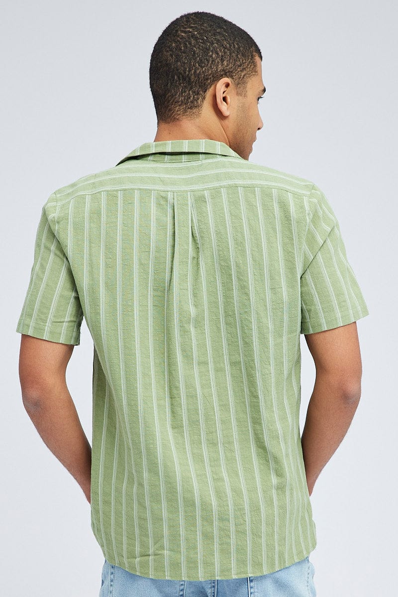Stripe Short Sleeve Shirt Cotton Regular Fit Yarn Dyed for AM Supply
