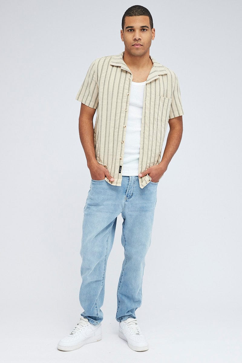 STRIPE Toby Yarn Dyed Stripe Regular Short Sleeve Shirt for AM Supply