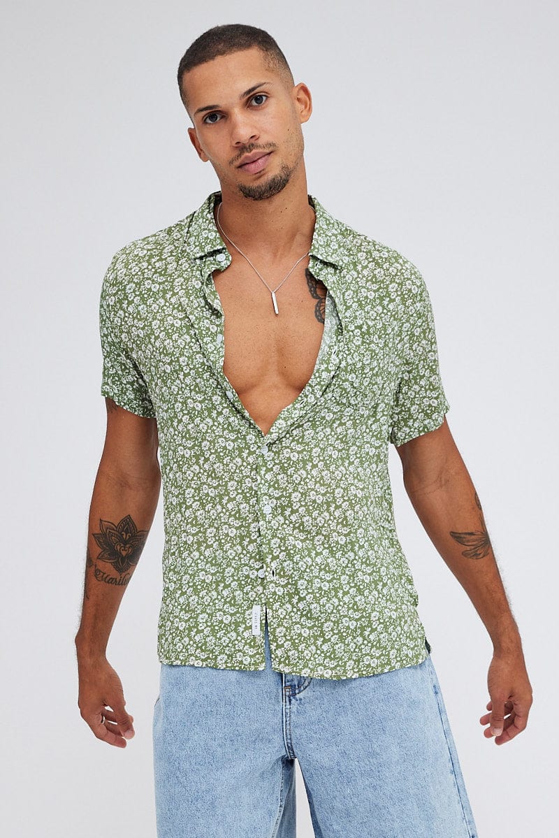 FLORAL PRT Marcelo Floral Print Viscose Short Sleeve Shirt for AM Supply