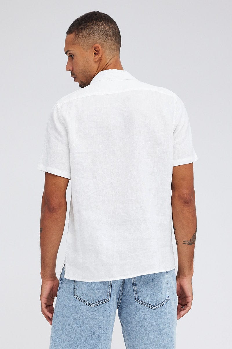 WHITE Alex Linen Short Sleeve Shirt for AM Supply