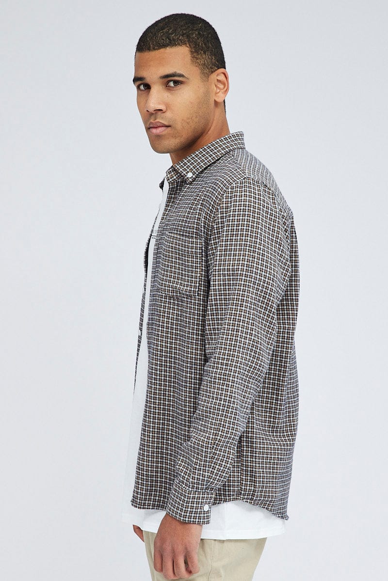 Check Shirt Brushed Cotton Long Sleeve Button Down for AM Supply