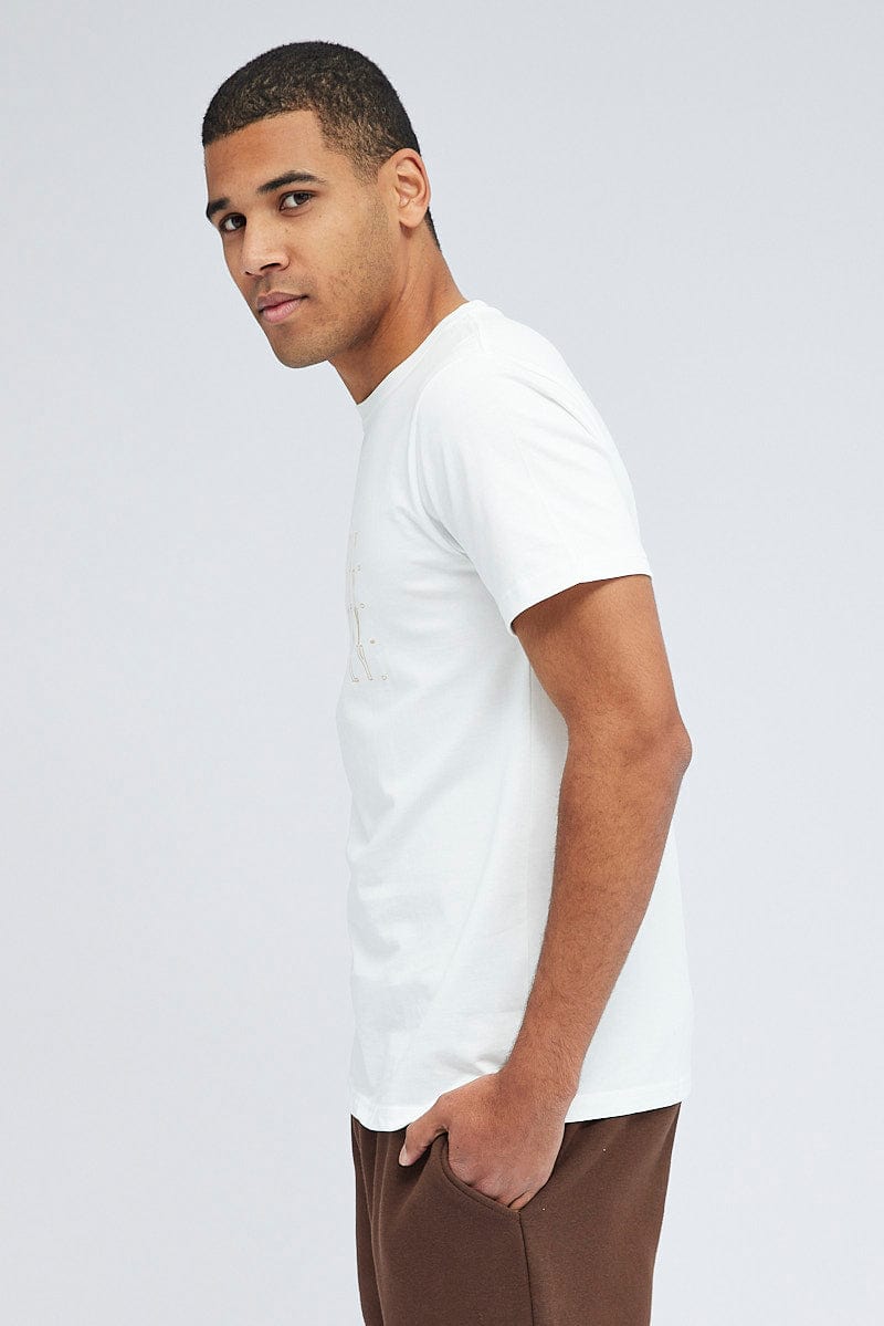White Graphic T-Shirt Crew Neck Short Sleeve for AM Supply