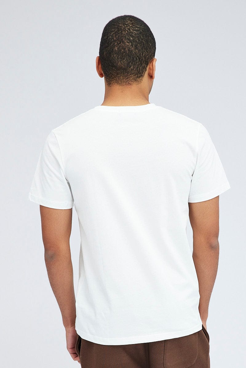 White Graphic T-Shirt Crew Neck Short Sleeve for AM Supply