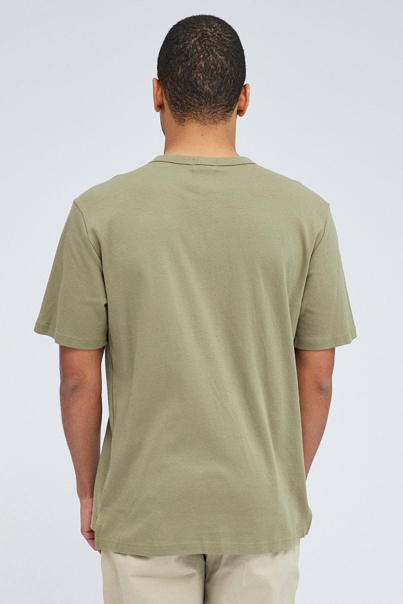 Green Brushed T-Shirt Oversized Pocket Short Sleeve for AM Supply