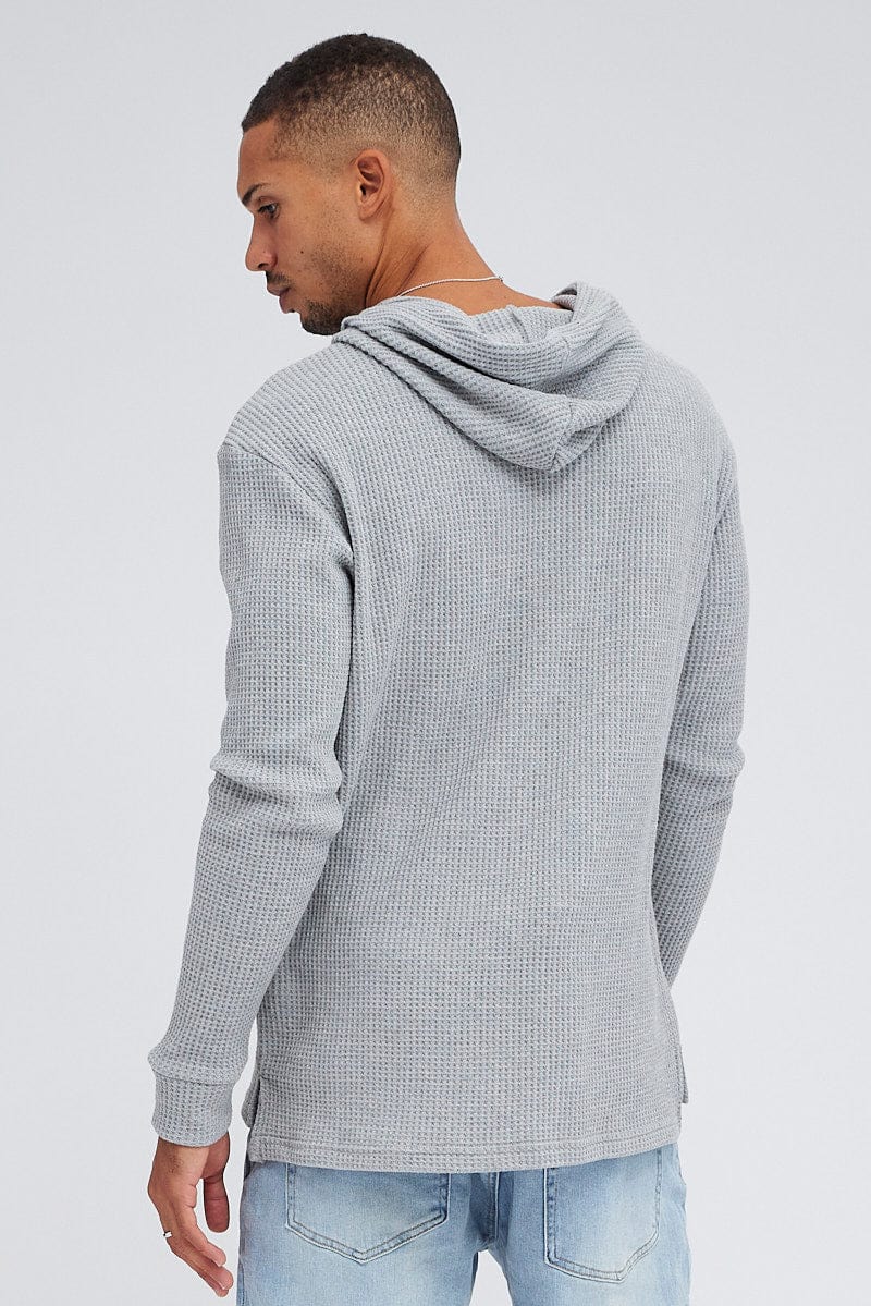 Grey Waffle Hoodie Long Sleeve Cotton for AM Supply