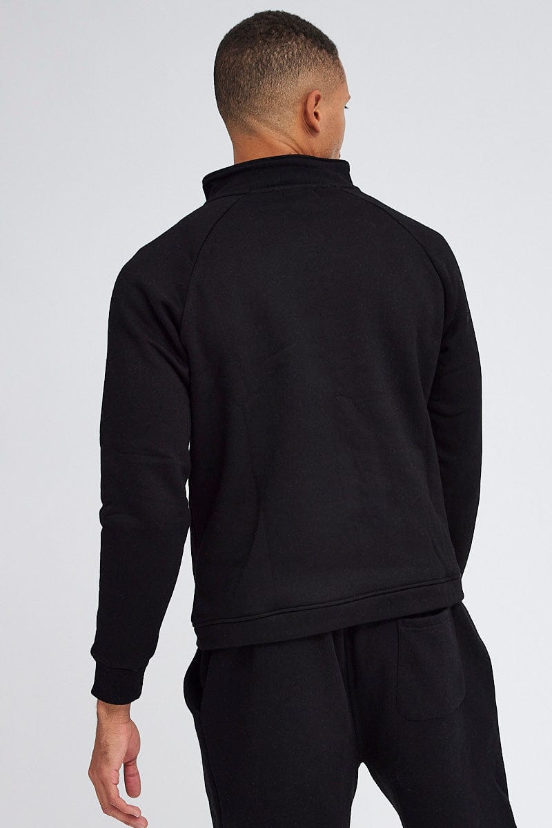 Black Zip Sweat Long Sleeve Pocket Detail for AM Supply