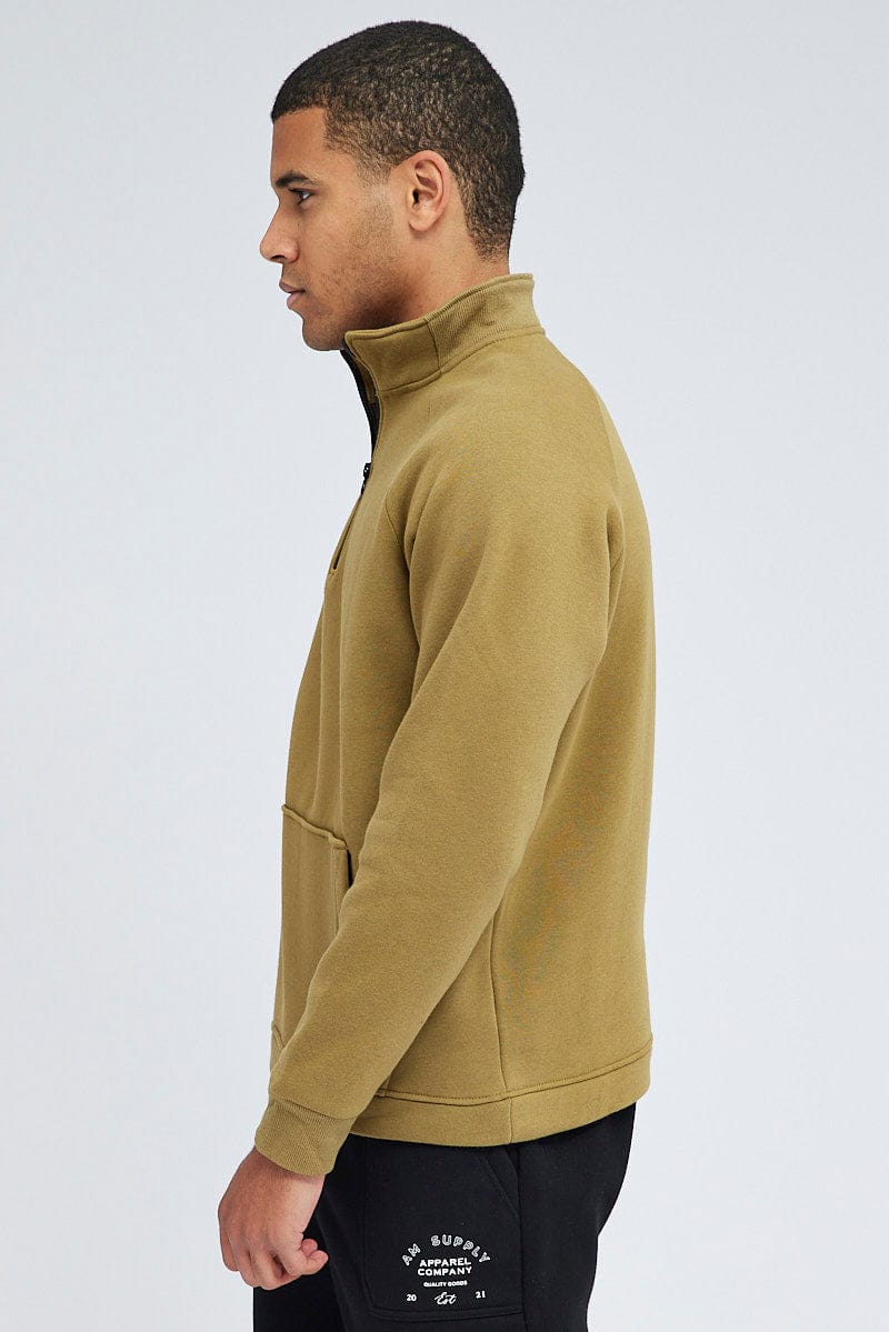 Green Zip Sweat Long Sleeve Pocket Detail for AM Supply