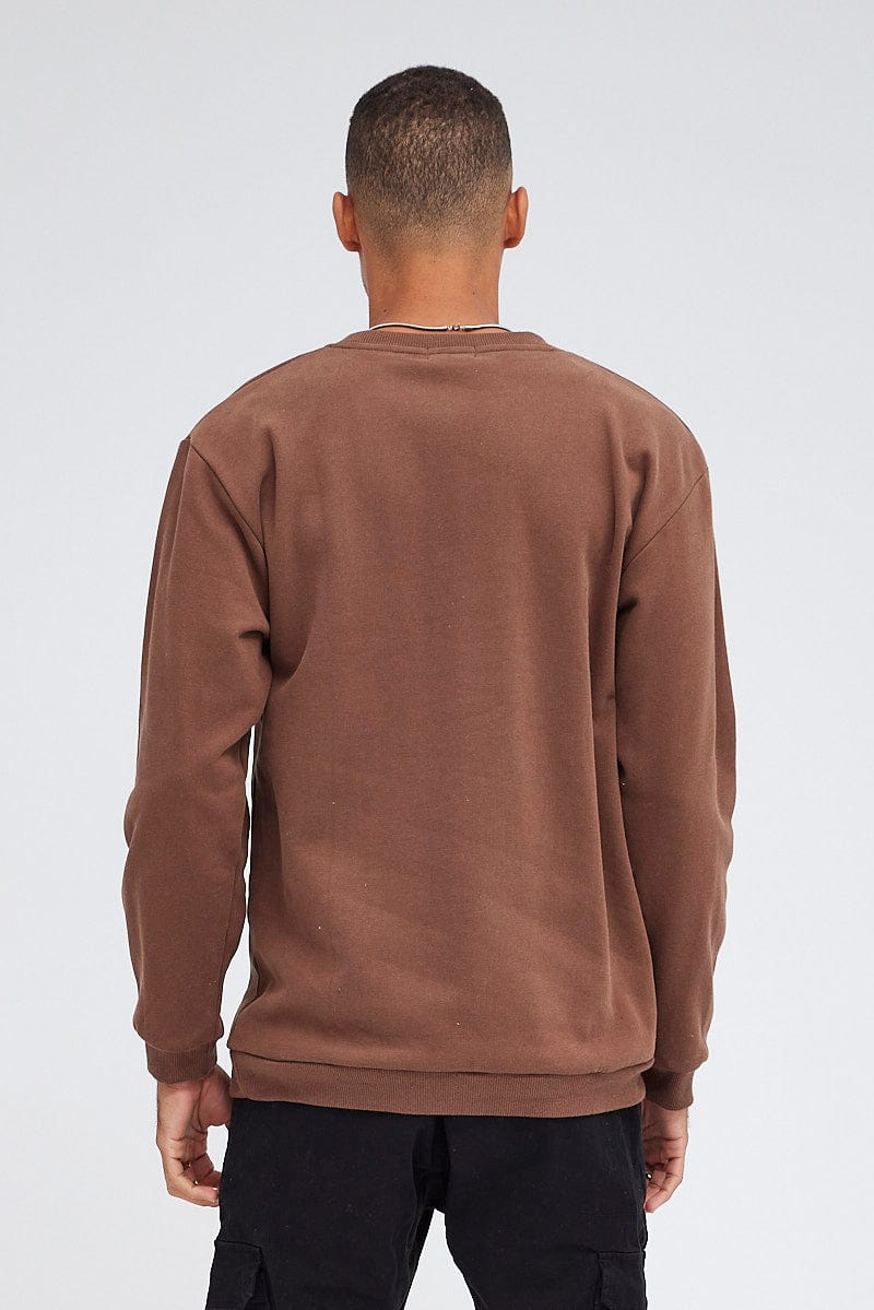 Brown Sweatshirt Long sleeve Crew neck for AM Supply