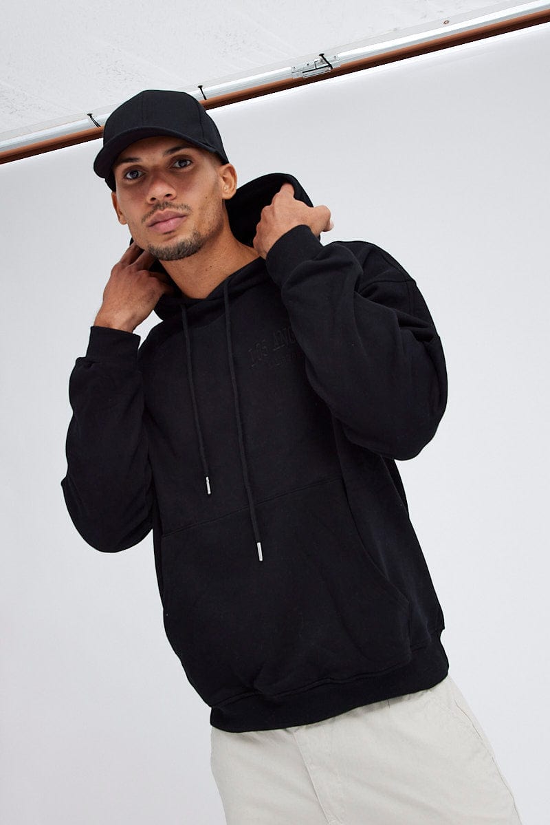 Black Sweat Hoodie Long Sleeve Embroidery for AM Supply