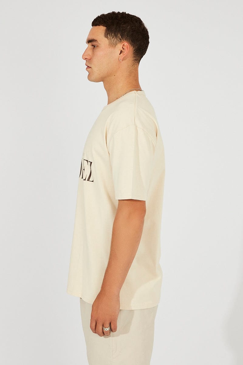 Beige Graphic Tee St.Tropez Slogan T-shirt for AM Supply