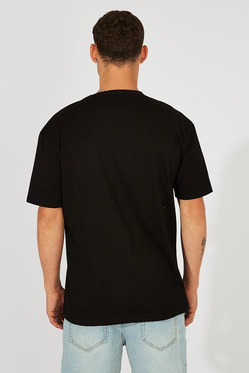 Black Graphic Tee Cyber Futuristic Slogan T-shirt for AM Supply
