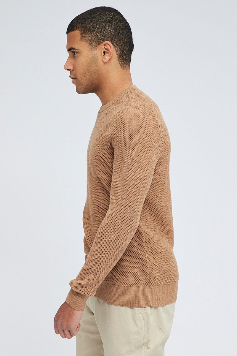 Nude Knit Jumper Textured Long Sleeve Crew Neck for AM Supply