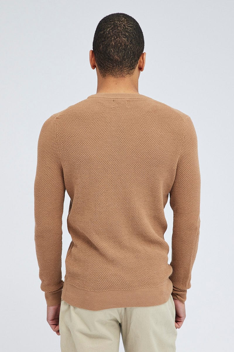 Nude Knit Jumper Textured Long Sleeve Crew Neck for AM Supply