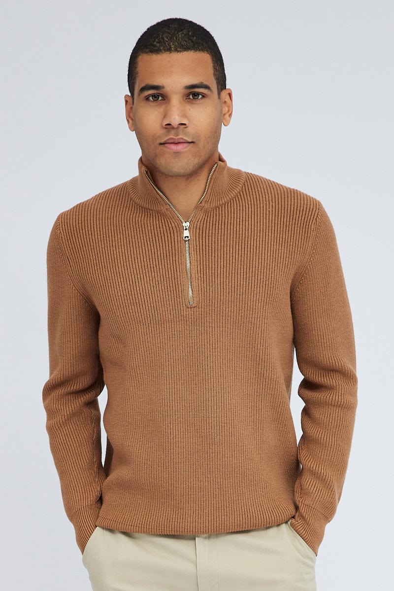 Camel Zip up Sweater Long sleeve for AM Supply