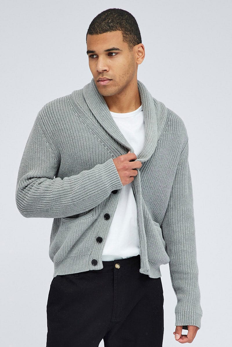 Grey Knit Cardigan Long Sleeve for AM Supply