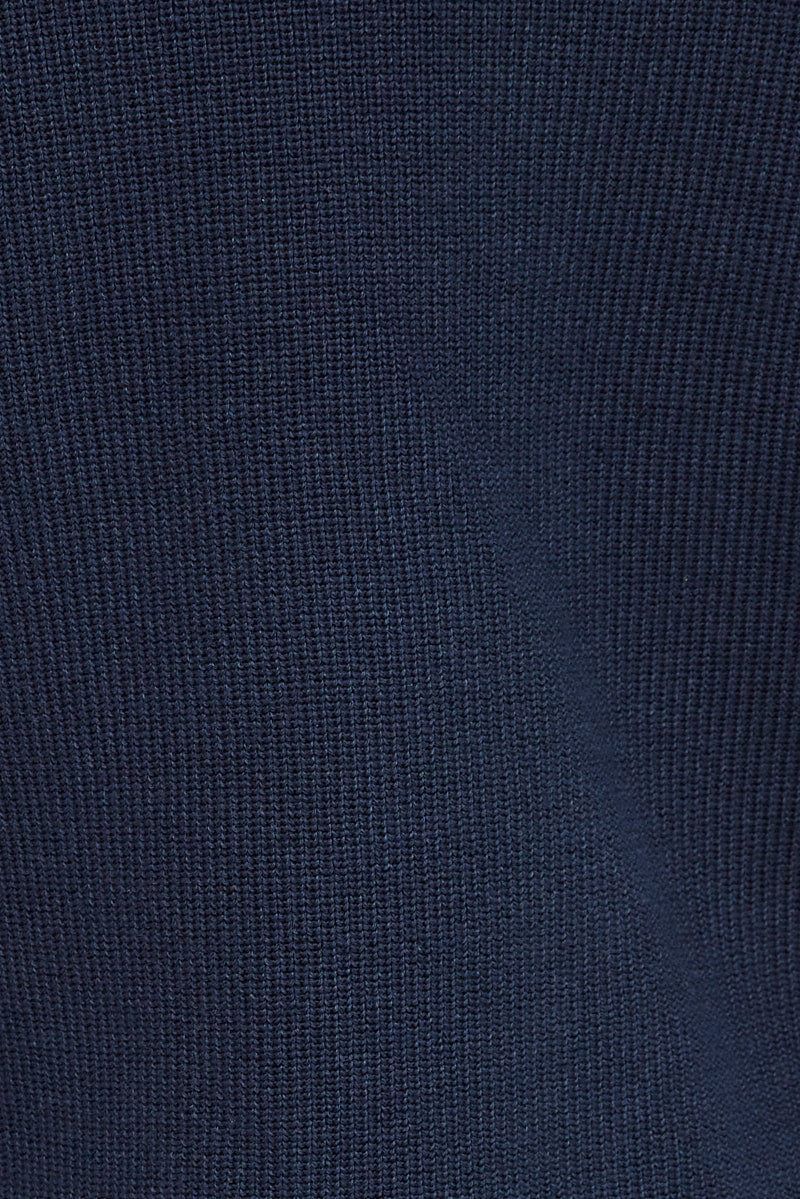 Blue Knit Top Long Sleeve Hoodie for AM Supply