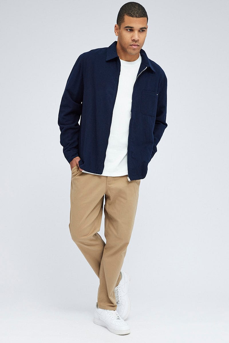 Blue Cotton Jacket Brushed Zip Through Long Sleeve for AM Supply