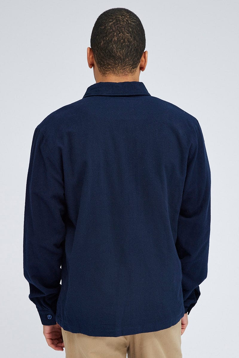 Blue Cotton Jacket Brushed Zip Through Long Sleeve for AM Supply