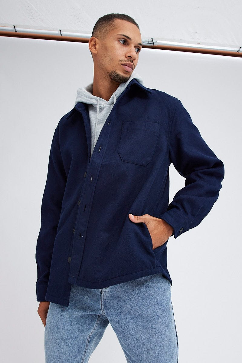 NAVY Leland Oversized Shirt Jacket Navy for AM Supply