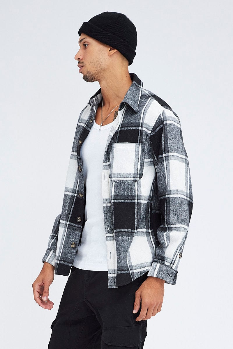 Black Check Jacket Collared Long Sleeve Check for AM Supply