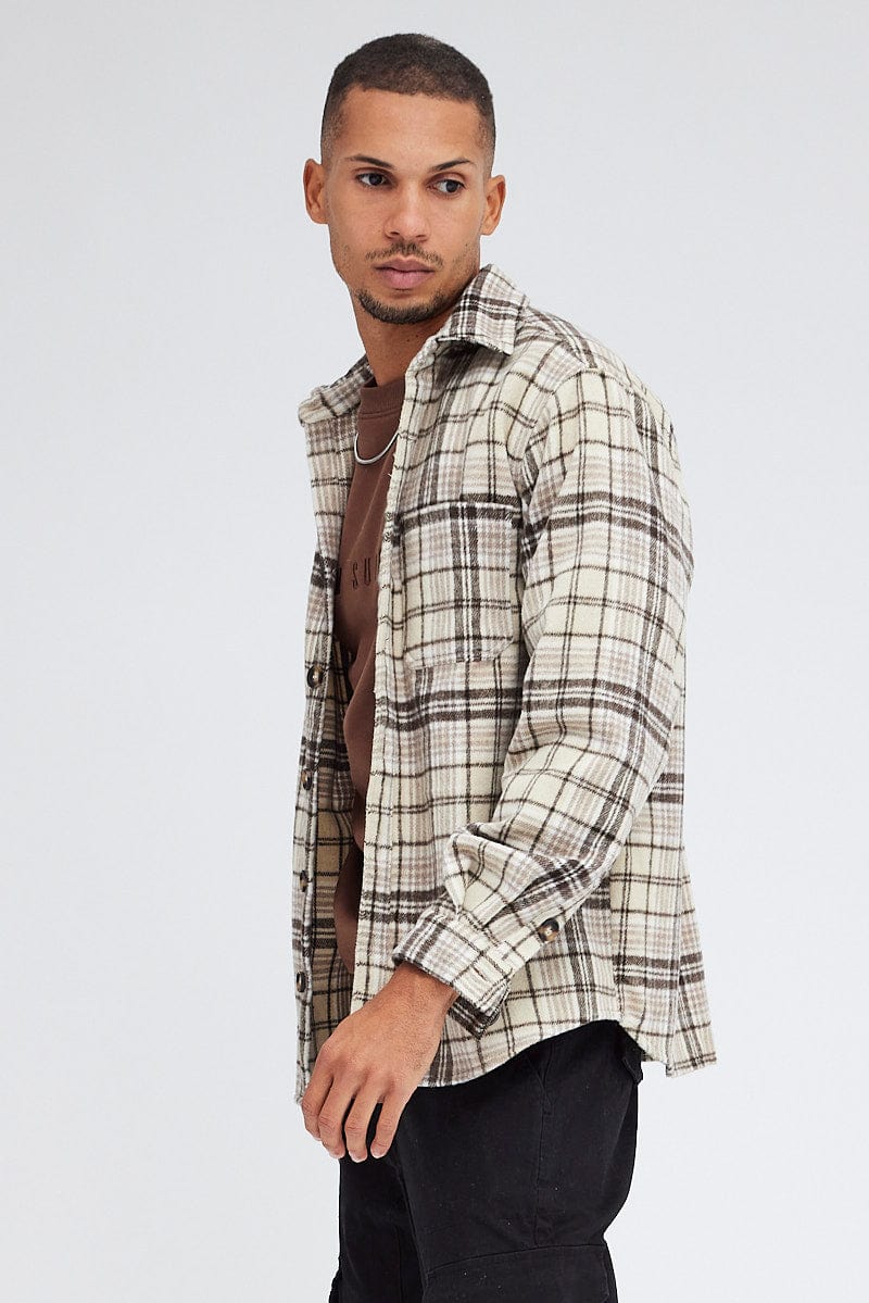 Camel Check Jacket Collared Long Sleeve Check for AM Supply