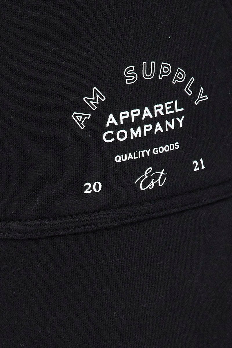 Black Lounge Pant Fleece Am Logo for AM Supply