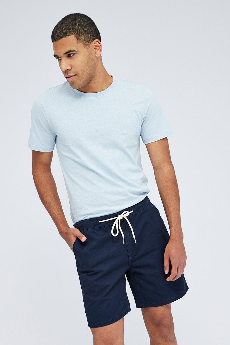 Blue Chino Short Cotton Stretch Drawstring for AM Supply