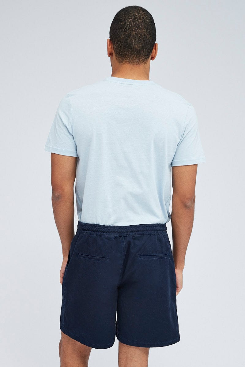 Blue Chino Short Cotton Stretch Drawstring for AM Supply