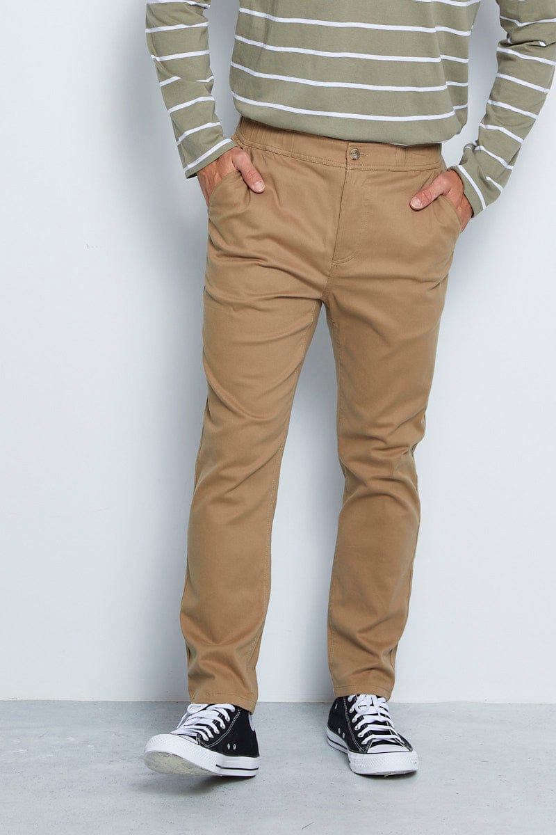 Slim Fit Cotton twill trousers  Rust brown  Men  HM IN