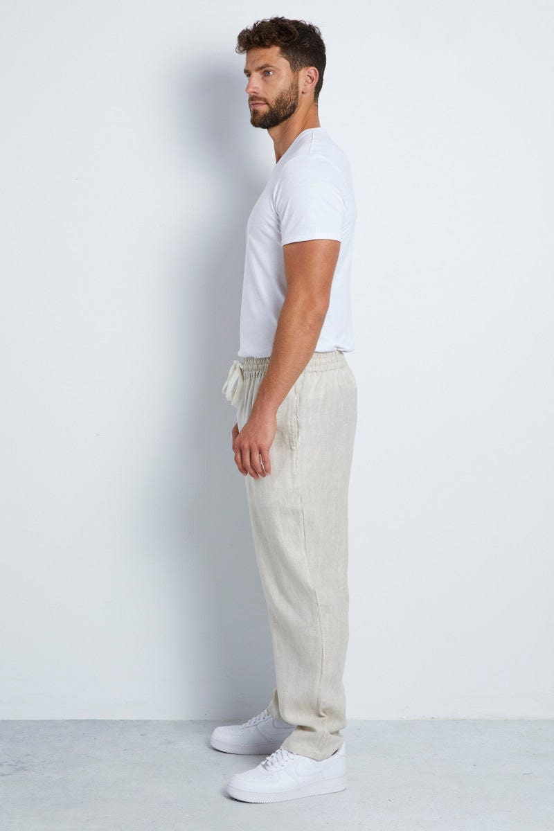 Linen pants small waist band nude (REGULAR) - Mauré