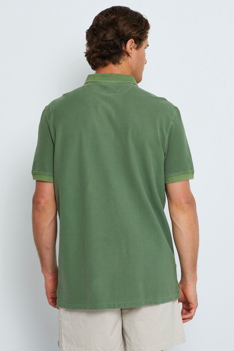 POLO Green Pique Polo Short Sleeve Garment Dyed for Women by Ally