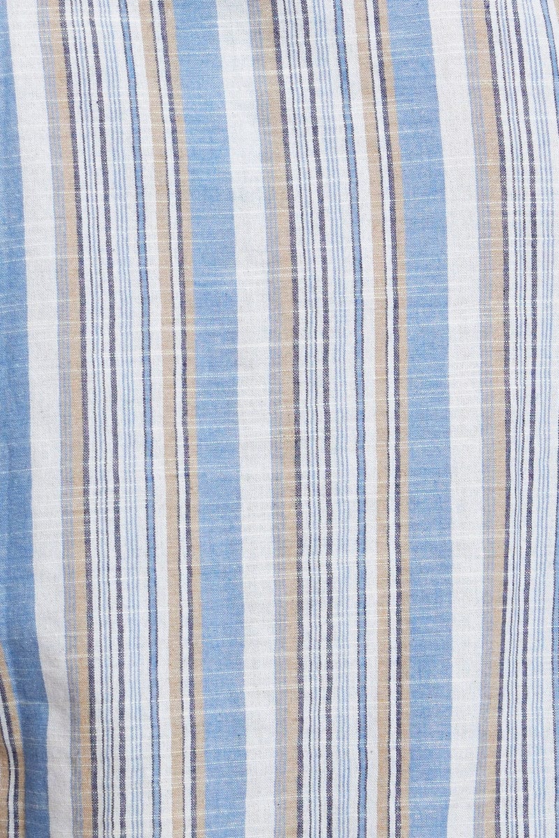 SHORT SLEEVE Stripe Short Sleeve Shirt Yarn Dyed Regular Fit for Women by Ally