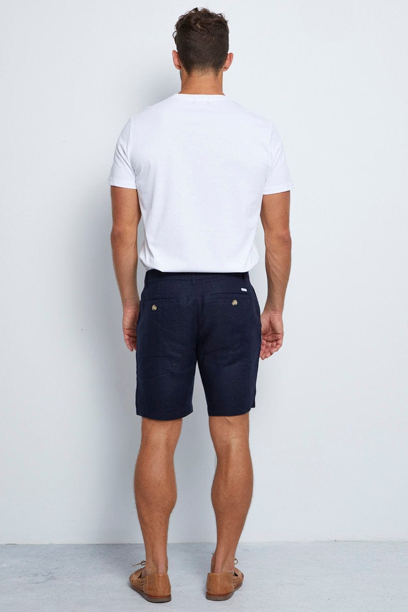 Men\'s Linen Short Front Flat Fit | AM Supply Slim