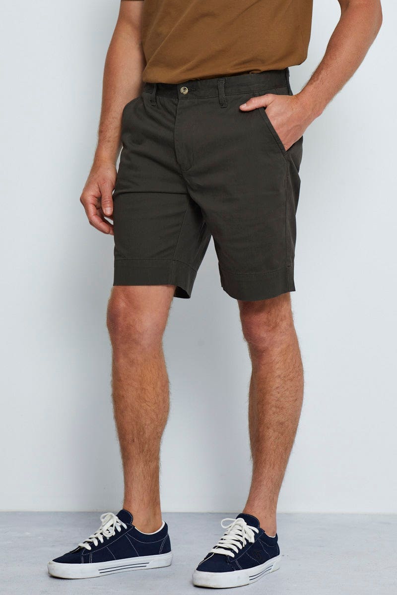 SHORTS Green Chino Short Slim Fit Cotton Stretch for Women by Ally