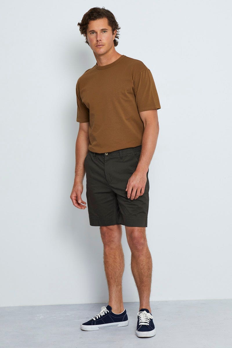 SHORTS Green Chino Short Slim Fit Cotton Stretch for Women by Ally