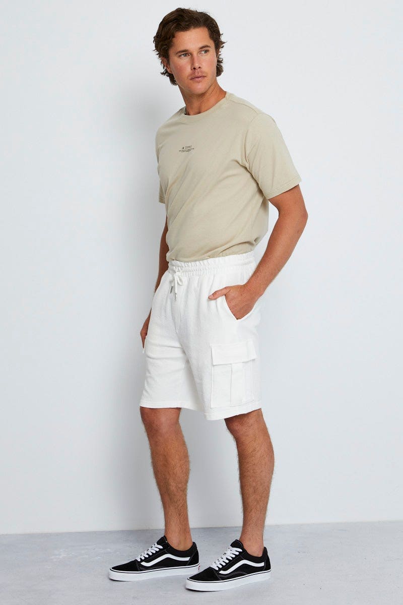 SHORTS White Beach Short Textured Cotton Pull On for Women by Ally
