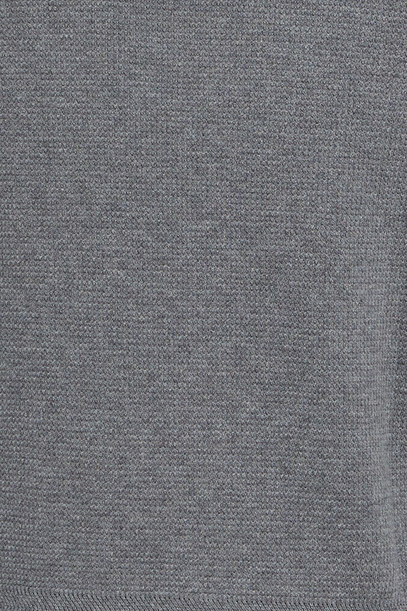 TOP Grey Knit Hoodie Cotton Textured Knit Tipping Detail for Women by Ally
