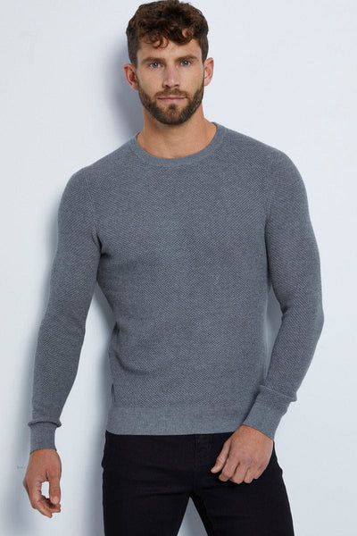 någonstans：Crew-Neck Long Sleeve Knit top-grey-knit-jumper-textured-